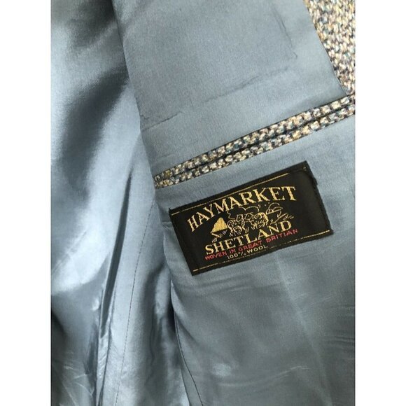 Haymarket Shetland Tip Top British Wool Men's 38 Blazer Tweed Blue Gray - Picture 6 of 7
